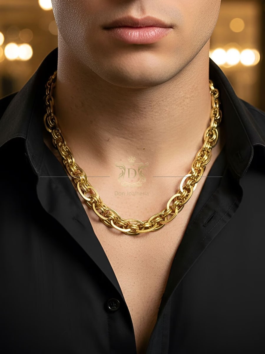 Corrente Cadeado 60 Gramas Maciça Ouro 18k 750